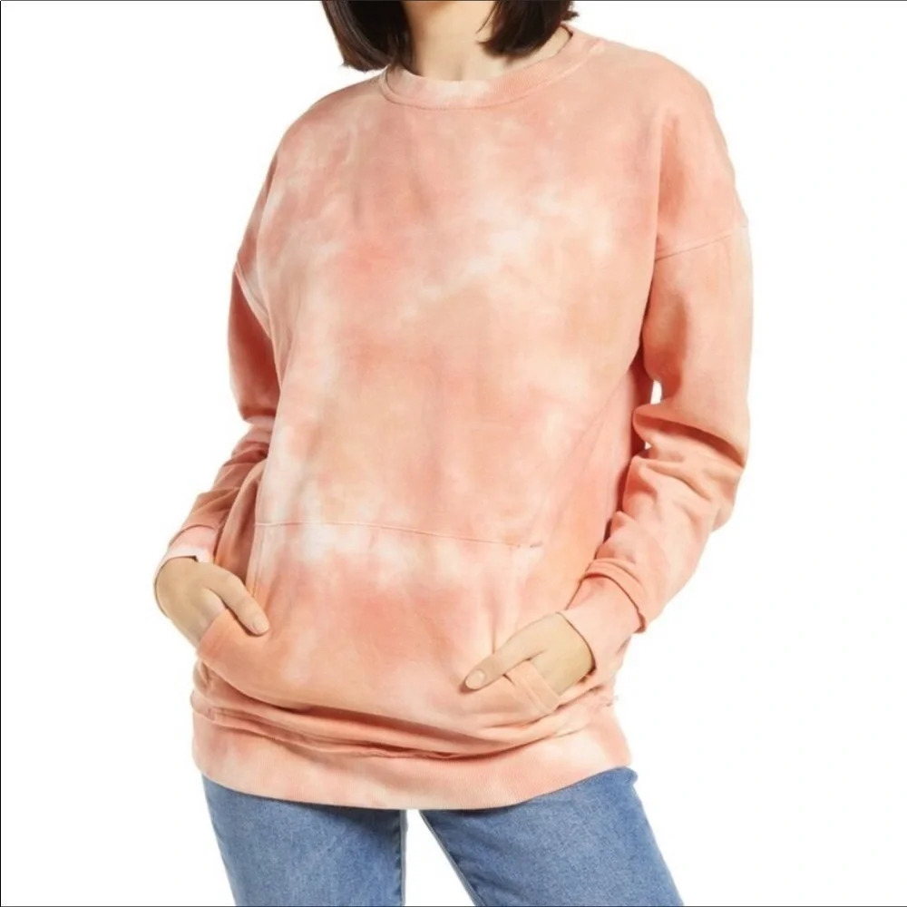 NWT BP Orange Crewneck Long Sleeve Kangaroo Pocket Sweatshirt Size XS